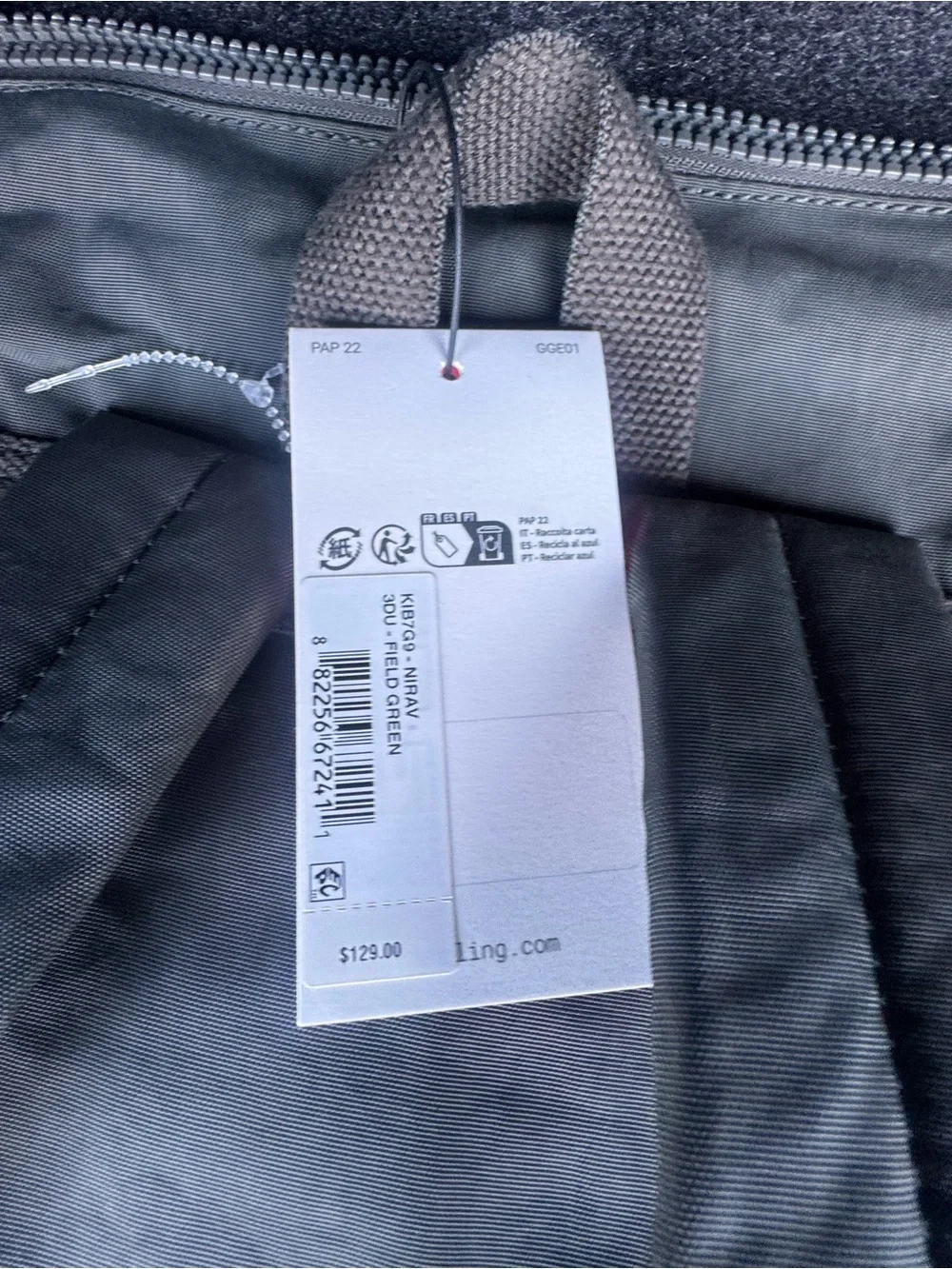 Kipling Gray Nylon Backpack with Monkey Charm